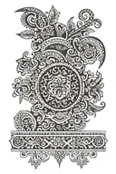 Design a tattoo that combines wool rug motifs with Slavic tradition tattoo design idea