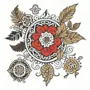 Design A Tattoo That Combines Wool Rug Motifs With Traditional Slavic Symbols tattoo design idea