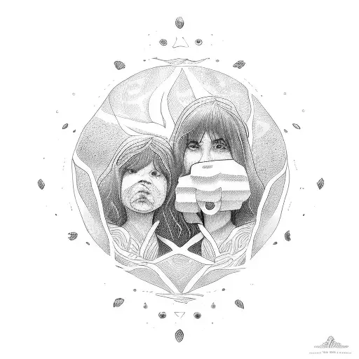 mother with daughter and son tattoo design idea