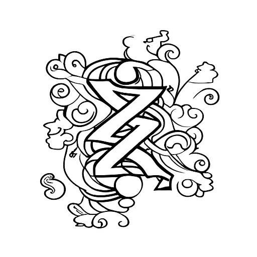 combination of letter R and Z tattoo design idea