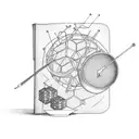 serotonin molecule with books, tea, musical note tattoo design idea