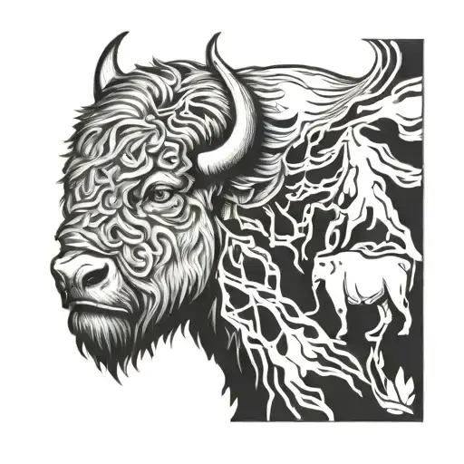 great white buffalo   tattoo design idea