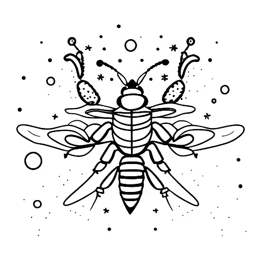 A worker bee wearing a Scorpio constellation crown tattoo design idea
