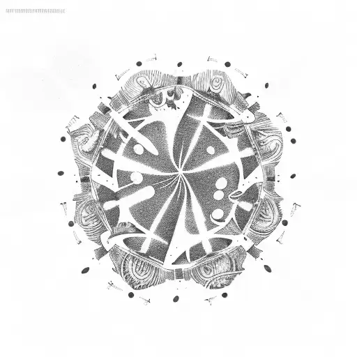 A group of friends sitting in a circle, each holding a musical instrument and passing a joint tattoo design idea