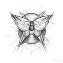moth,flying around a sacred heart, with spiderwebs filling in gaps tattoo design idea