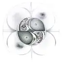  /imagine A simple neo traditional japanese tattoo stencil of a yin yang symbol where one side has a moon, clouds, japan tattoo design idea