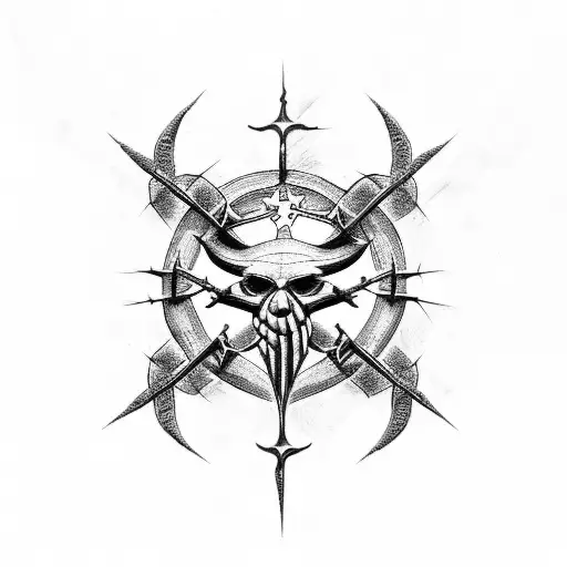 cross with crown of thorns tattoo design idea