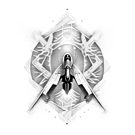 shade of a harrier, flying at high speed tattoo design idea
