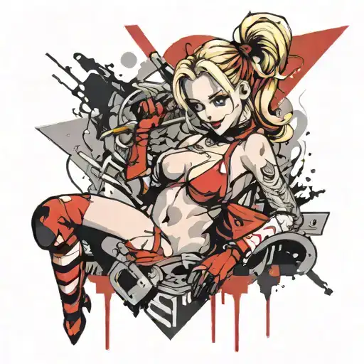 nude Harley Quinn hentai tattoo design idea