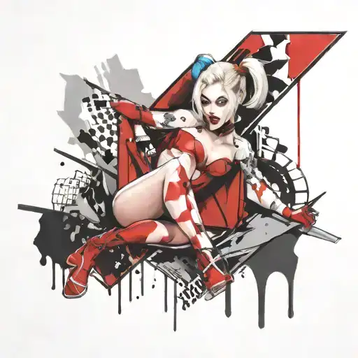 nude Harley Quinn hentai tattoo design idea