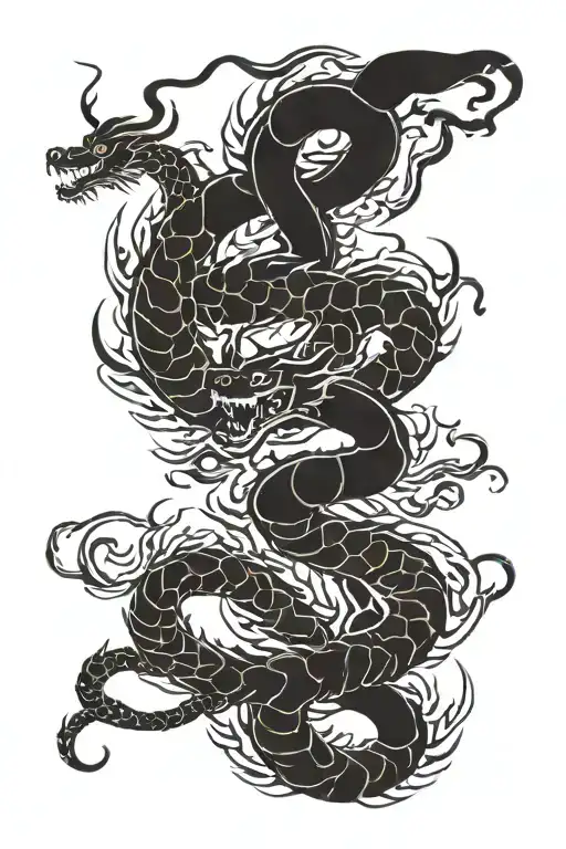 Simple 2d shenlong tattoo design idea
