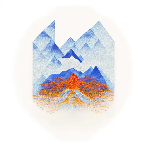 a tattoo of a book with mountains growing on top and orange lillies and a math infinity symbol in the middle tattoo design idea