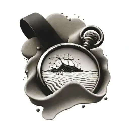 watch buried in sand tattoo design idea
