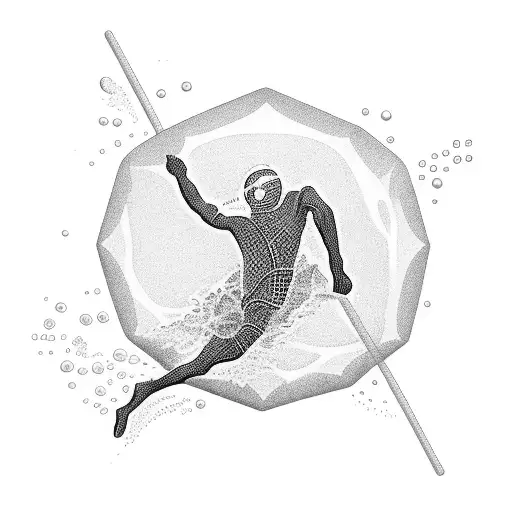 A swimmer diving into a crystal-clear ocean tattoo design idea