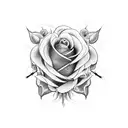 A tooth-shaped rose with thorns, symbolizing the strength and beauty of dentistry tattoo design idea
