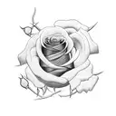 A tooth-shaped rose with thorns, symbolizing the strength and beauty of dentistry tattoo design idea