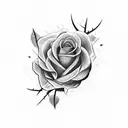 A tooth-shaped rose with thorns, symbolizing the strength and beauty of dentistry tattoo design idea