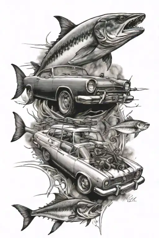 tribute to dead friend tattoo, our interests were cars, fishing. Not sad one. tattoo design idea