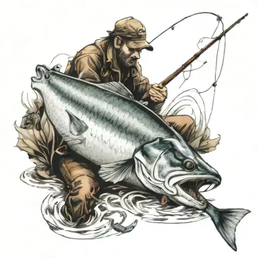 tribute to dead freand , must be him and I on fishing. Not sad one tattoo design idea