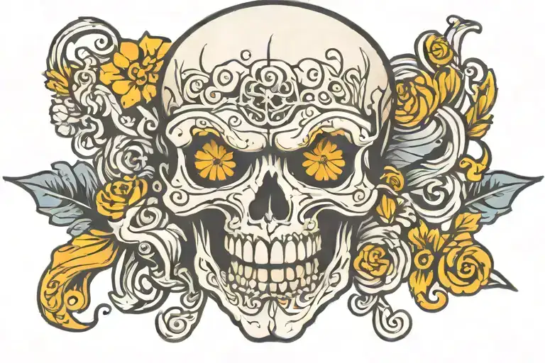 skull face tattoo design idea
