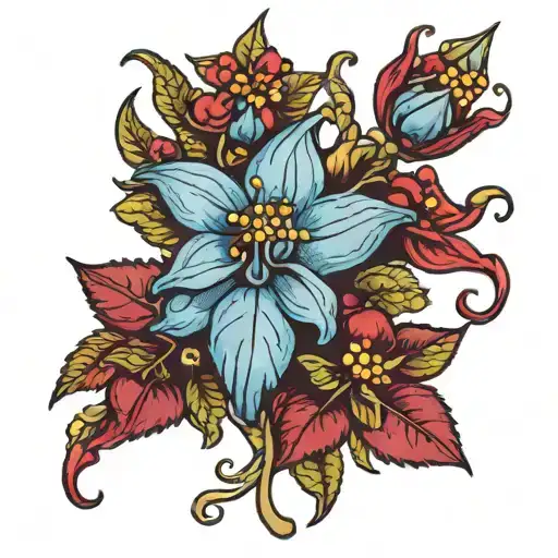 deadly nightshade plant intertwined tattoo design idea