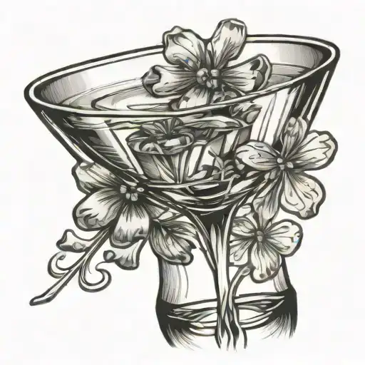 one tiny clover garnish in a martini glass tattoo design idea