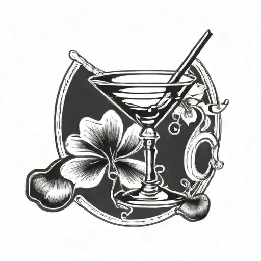martini glass and a clover garnish tattoo design idea