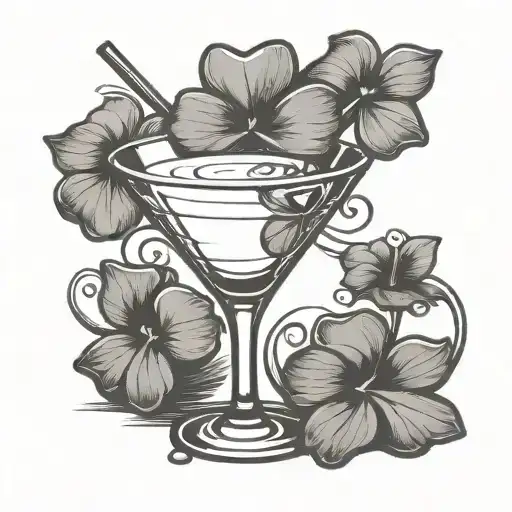 a clover garnish in a martini glass tattoo design idea