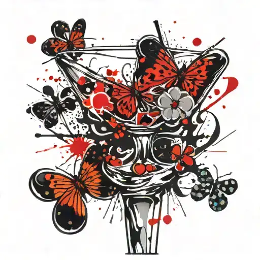 martini glass with a clover tattoo design idea