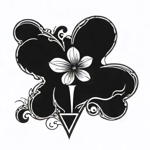 A tattoo design featuring one tiny clover of 4 leaf inside a martini glass tattoo design idea