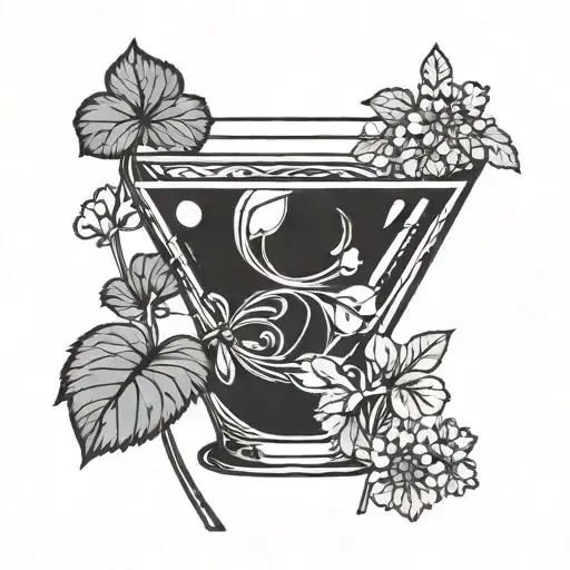 martini glass and a clover garnish tattoo design idea