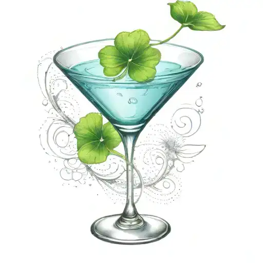 martini glass and a clover garnish tattoo design idea