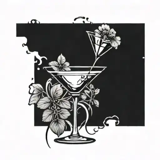 martini glass with one clover as a garnish tattoo design idea