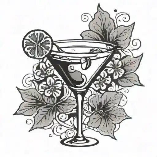 martini glass and a clover garnish tattoo design idea