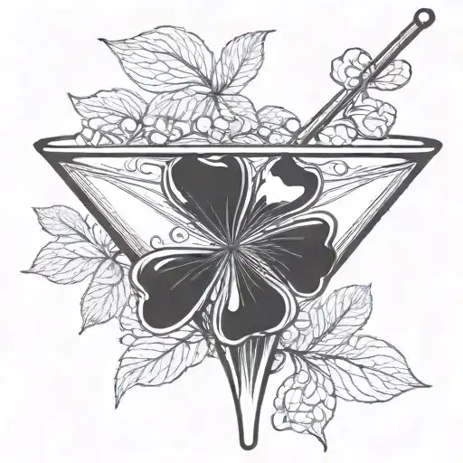 A tattoo design featuring a clover inside a martini glass tattoo design idea
