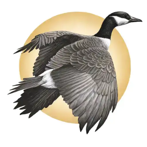 canadian goose flying to the sun tattoo design idea