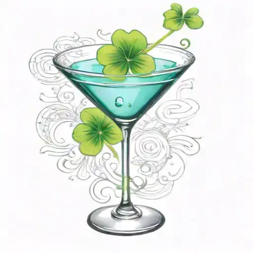 martini glass and a clover garnish tattoo design idea