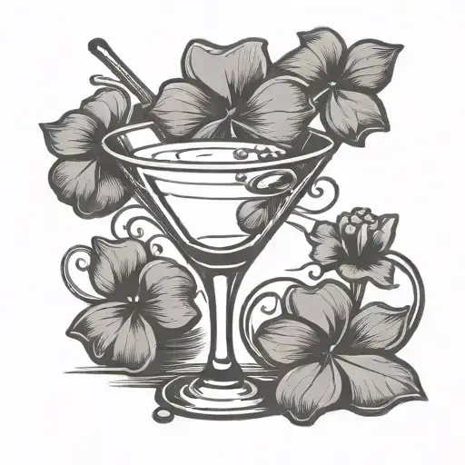 one tiny clover garnish in a martini glass tattoo design idea