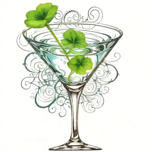martini glass and a clover garnish tattoo design idea