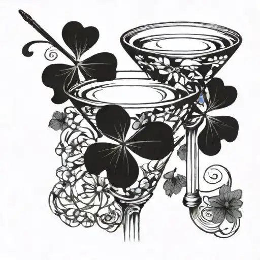a clover garnish in a martini glass tattoo design idea