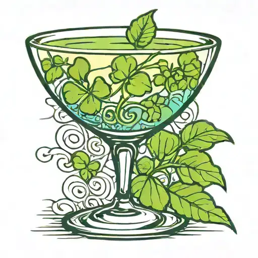 martini glass with a clover tattoo design idea