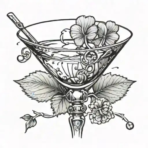 a clover garnish in a martini glass tattoo design idea