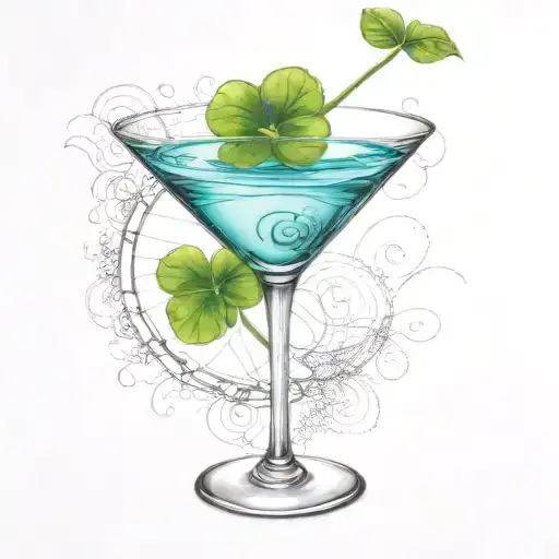 martini glass and a clover garnish tattoo design idea