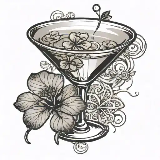 martini glass and a clover garnish tattoo design idea