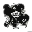 A tattoo design featuring one tiny clover of 4 leaf inside a martini glass tattoo design idea