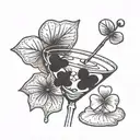 a martini with a 4 leaf clover tattoo design idea