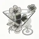 a martini with a 4 leaf clover tattoo design idea