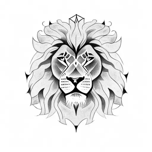 A powerful black and white sketch of a lion's head, with the Dominican Republic flag incorporated in the background tattoo design idea