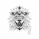 A powerful black and white sketch of a lion's head, with the Dominican Republic flag incorporated in the background tattoo design idea