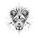 A powerful black and white sketch of a lion and rose tattoo design idea
